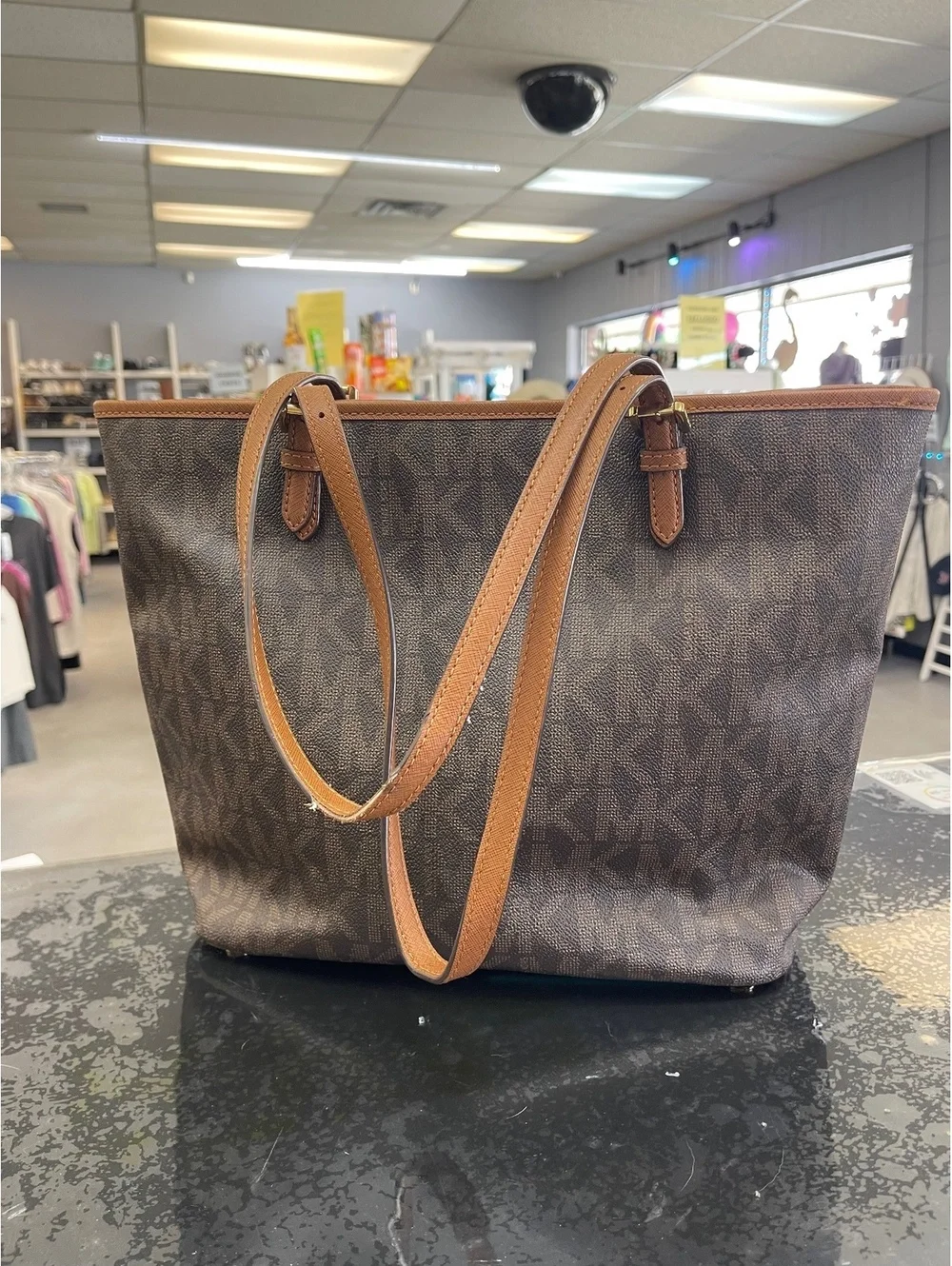 Michael Kors Brown Signature MK Logo Tote Bag